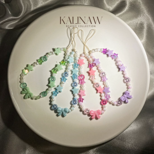 KALINAW Cute Ribbon Candy Colored Pastel Beaded Keychain/ Phone Charms