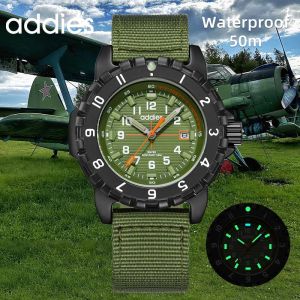 ADDIES Mens Outdoor Fashion Quartz Watch Minimalist Nylon Strap 50 Meter Water Resistant Luminous Sporty Style Quartz Watch