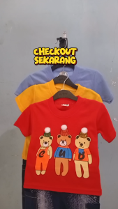Setelan Baju Bayi Anak Laki Motif Karakter BEAR TOPI FREE KANTONG DI CELANA PANJANG/usia 3bln-18 bln.