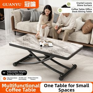 GUANYU | Adjustable Height Coffee Table and Dining Table for Small Spaces Moveable Simple Design