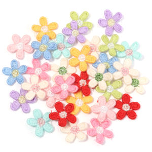 30pcs/lot Colorful Flower Appliques 5 Petals Flower Embroidery Cloth Patches For DIY Dress Bags Sewing Decoration Accessories