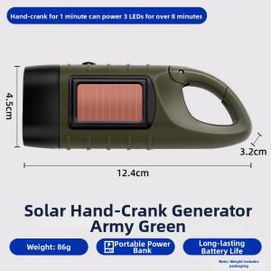 PATGEAR |Solar & Hand Crank Bright Rechargeable Flashlight