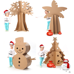 Cardboard Oversized Christmas Tree DIY Decoration Snowman Baby Carton Play House Kids Handmade Puzzle Graffiti Toys