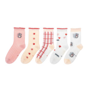 Tất cotton MiiOW cho bé gái vải cotton thoáng khí không đường may