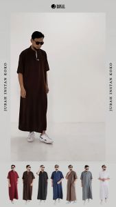 JUBAH/GAMIS PRIA DEWASA TERBARU LENGAN PENDEK KERAH SANGHAI UKURAN M-3XL PREMIUM BY ROSAL