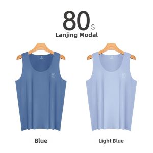 miiow | Ice Silk Modal Mens Tank Top Thin Seamless Summer Sportswear Crossbar Base Shirt Sweatshirt Autumn Season Simple Style