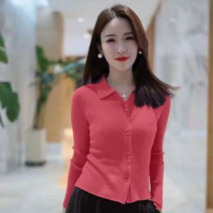plus Size Knitted Sweater Fashionable Slimming Meat Covering Versatile Elegant Autumn Outerwear for Women Short Sleeve Long Sleeve
