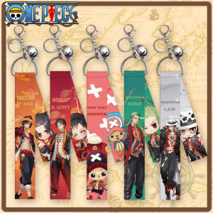 New Anime Pirate Bell Strap Keychain Bag Accessory Width Hanging Rope for Luffy Chopper Sanji And Ace Character Key Pouch