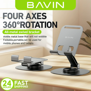 BAVIN PS70 Steel Phone Holder 360 Degree Rotation Metal Phone Stand Bracket Holder Compatible for Cellphone & Tablet