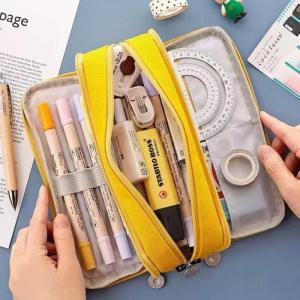 Canvas Pencil Case Large Capacity - Multiple Colors Perfect for Students School Office Daily Use Stationery Storage