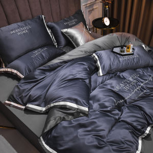 Luxurious European Washed Silk Four-Piece Bedding Set Ice Silk Embroidered Lying Cover Single Dormitory Three-Piece Set