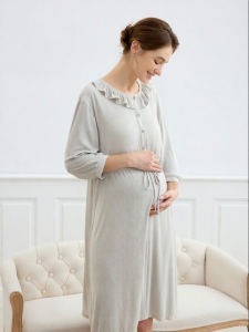 DOMIAMIA | Breathable Nursing Maternity Nightgown for Summer