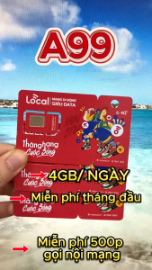 Sim 4G Local Gói A69 A79 A89 A99 A119 - Data Tốc Độ Cao ( 6GB/ngày ) + Miễn Phí Gọi Nội Mạng ( 500 phút gọi ) - Phí Chỉ 69k/tháng . REESHIP - CHƯA KÍCH HOẠT.