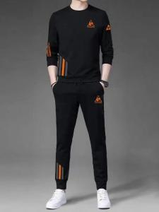 Mens Autumn Winter Sportswear Set Trendy American High End Fleece Casual Wear Sweatshirt Pants Two Piece Set for Youth