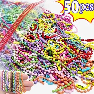 50Pcs 12CM length Colorful Ball Bead Chains Fits KeyRing/Key Chain/Dolls/Label Hand Tag Connector DIY Jewelry Making