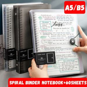 A5 Spiral Notebook Binder Notebook Loose Leaf Refilled Notebook 60 Sheets School Supplies