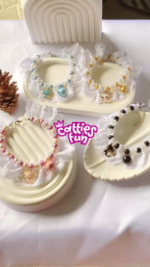 [LUNA LACE] CATTIESFUN Kalung kucing dan Kalung Anjing Renda Mutiara Lucu
