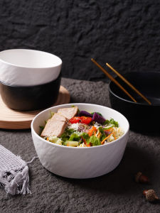 Japanese Style Ceramic Soup Bowl Rock Pattern Rice Bowl Home Use Instant Noodles Eating One Person Meal Creative Dining Utensils