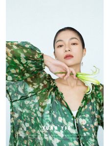 Elegant Chic Silk Long Sleeve Womens Top Summer Sun Protection Outerwear Simple Style Bubble Sleeve round Neck Casual Shirt