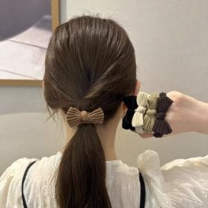 5/10pcs Simple Bow Hair Ties Ropes Colorful Elastic Seamless Ponytail Holder Rubber Band For Girls Women Hair Accessories