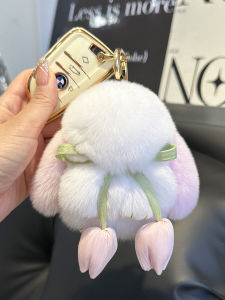 Adorable Miniature Real Otter Rabbit Fur Keychain Pendant Cute Book Bag Accessory Plush Toy Dead Rabbit Decoration Gift