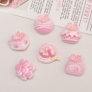 Mix 10PCS Pink Series Flower Cake Resin Charms Flatback for DIY Hair Clips Phone Cases Jewelry Making Craft Supplies