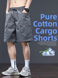 Light Cotton Loose Straight Mens Shorts