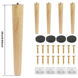 4Pcs Furniture Legs Wooden Replacement Furniture Feet 8/15/20/25cm Height Table Leg with Screws Oblique/Straight Sofa Leg
