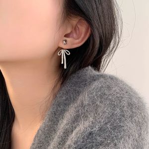 YICAN | Luxury Light Grey Bow Earrings Silver 925