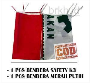 Bendera K3 dan Bendera Merah Putih Paket Sepasang isi 2 pcs ukuran Standar
