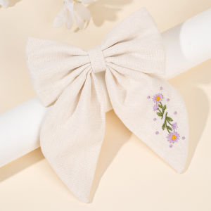 Premium Floral Embroidered Bow Hair Clip Popular Elegant Handmade Hairpin For Girls Women Children Daily Headdress Accessories