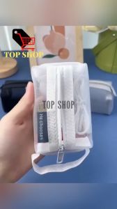 TOP SHOP 1PC Square Mesh Zipper Pouch Portable Make Up Organizer Bag Transparent Cosmetic Bags School Office Students Storage Supplie
