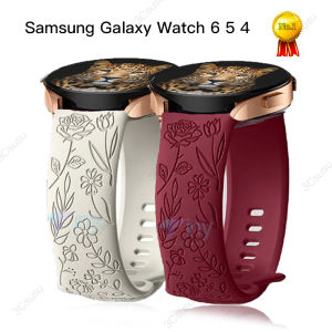 สำหรับนาฬิกา Samsung Galaxy 6 5 4 40มม. 44มม. เสื้อมีสายน่ารักซิลิโคน S3เกียร์6แบบคลาสสิค43มม. 5Pro 45มม. แอคทีฟ2, สายสลักดอกกุหลาบ 20 มม. - 22 มม