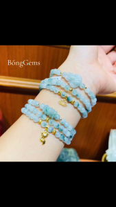 vòng tay nữ dáng chuỗi ngọc jade a tự nhiên vip đồng điếu ngọc mix charm hồ ly và charm bi cầu vàng tây vòng tay đá phong thủy trang sức thiết kế đủ hóa đơn thẻ bảo hành