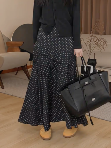 MANMI | Irregular Polka Dot Design Layered Flared Skirt