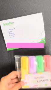 FlexOffice Pastel Highlighter 5.0mm - Pack of 5 colors - Chisel nib/No Bleed Ink/Smooth FO-HL009