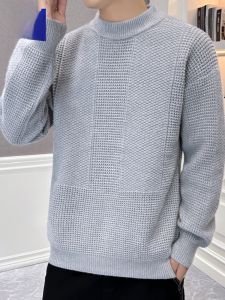 ROMON | Lormen Mens Mid-High Collar Thickened Knitted Sweater Casual Winter Fashion Warm Base Layer Leisure Style Polyester Blend