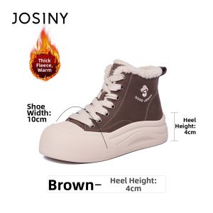 Josiny | Thick Warm Fur-Lined Snow Boots For Women with High-Top and Thick Heel Elevation