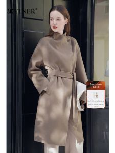 YINER | French Convertible Collar Wool Blend Double-faced Coat