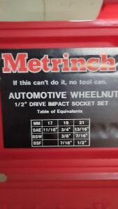 Metrinch 6 PC Automotive Wheelnut Impact Socket Set (MET-2460)