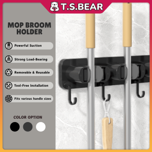 Wall-Mounted Suction Mop Holder No Drilling Cleaning Tool Hanger Mop Broom Brush Hook Organizer Pemegang Penyapu ST23