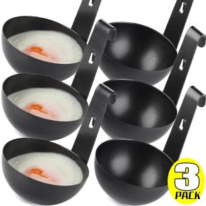 3Pcs Creative Stainless Steel Egg Poacher Egg Boiled Non Stick Mold Kitchen Multifunctional Long Handle with Bracket Egg Cooking Tools