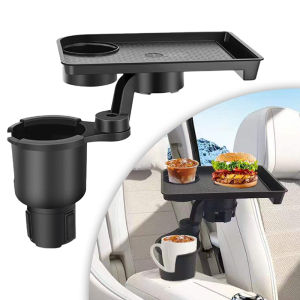 SEAMETAL Car Cup Holder Expander Multi-Function Drink Holder with Food Table 360-Degree Adjustable Base Tray for Snack