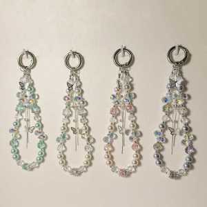 Elegant Crystal Pearl Alloy Car Keychain Fashion Luxury Mobile Phone Pendant Charm Lightweight Elegant Style Premium Quality