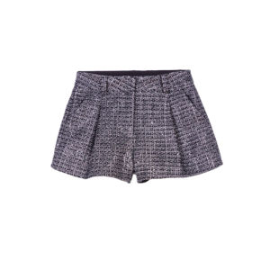 Shiny Gold And Silver Thread Set French Style Thickened Flannel High Waist Short Pants Thin Outerwear Coat for Women Autumn Season