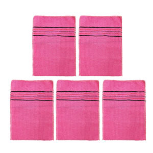 5Pcs Exfoliating Bath Pad Towels Set Korean Italy Asian Exfoliating Bath Washcloth Body Scrub Shower Soft Polyester Cotton
