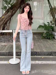 Sweet Style Ruffle Sleeve Floral Strap Vest Womens Slim Fit Short Top Summer New Arrival Fashion Elegant Casual Wear
