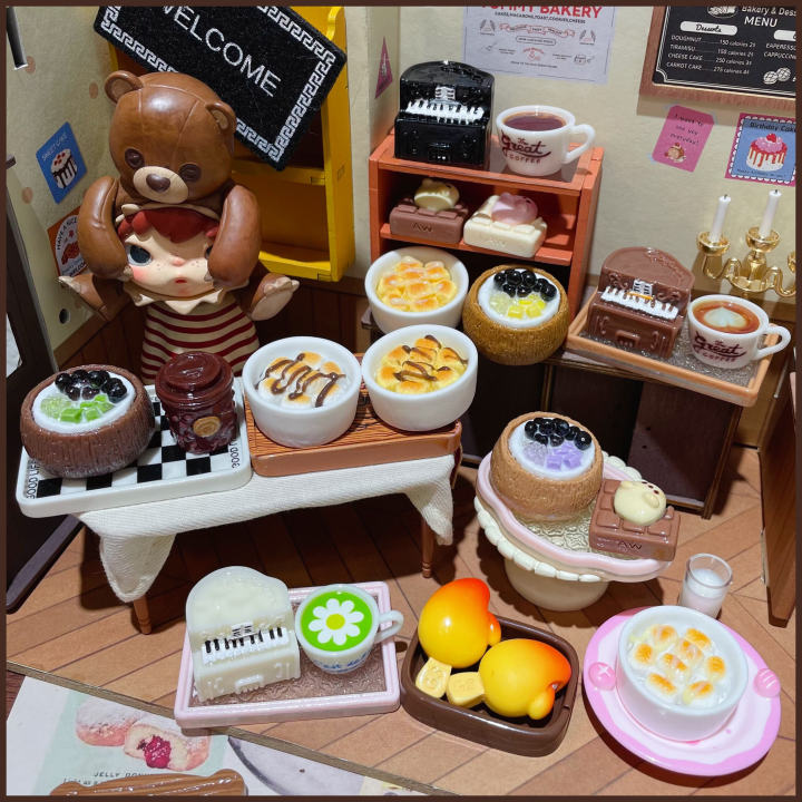 Mô Hình Piano Cake Pearl Coconut Milk Bowl Mango Ice Cream Coffee Micro Model Display Decorative Accessories Hiện Có