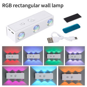 Motion Sensor LED Night Light 3 Colors/RGB Ambient Light Magnetic Rechargeable Wall Lamp for Stairs Corridor Hallway Room Decor