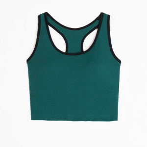 Miiow | Cat Person Color Block Sports Vest Womens Fitness Yoga Top With Chest Pad Shockproof Gathered Outdoor Wear Nylon Fabric